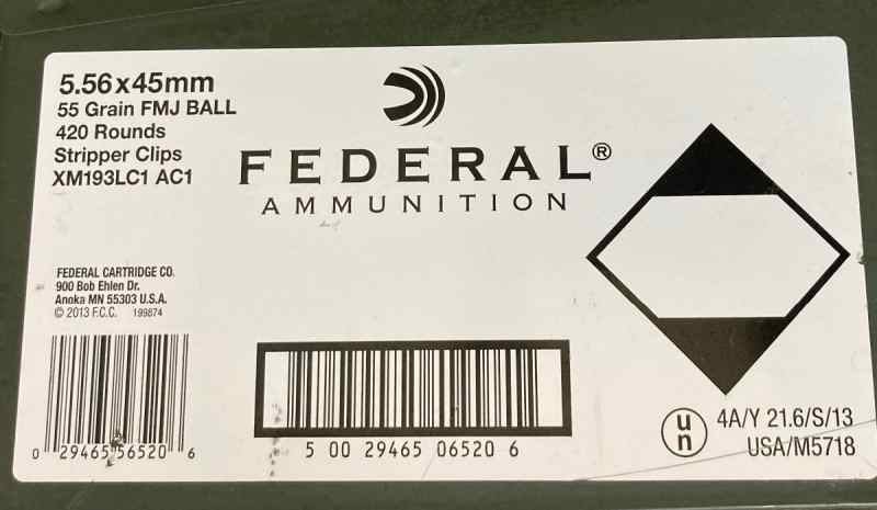 Federal (Lake City)XM193 5.56. 420rds on clips