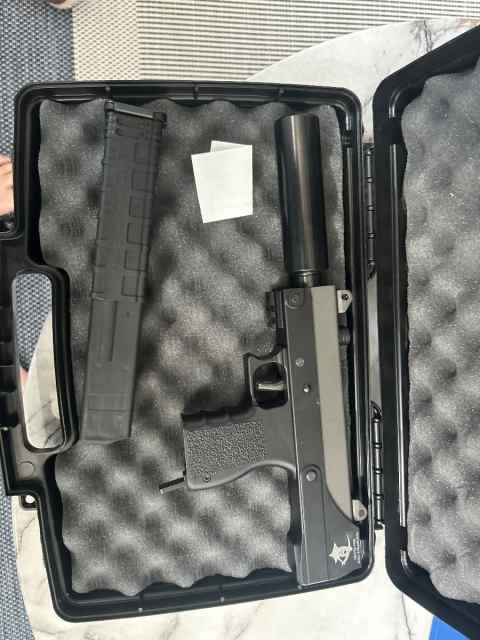 30 round Mac 10 grim reaper with faux suppressor 