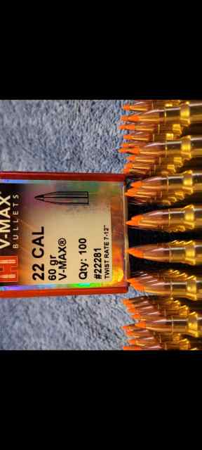 Hornady 60 grain V-max Polymer tip bullets. .55 