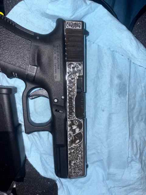 Glock 19C Nickel plated and Engraved brand new