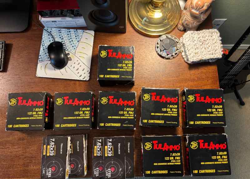 1,000 rounds 7.62 x 39 (Russian) with 2 mags